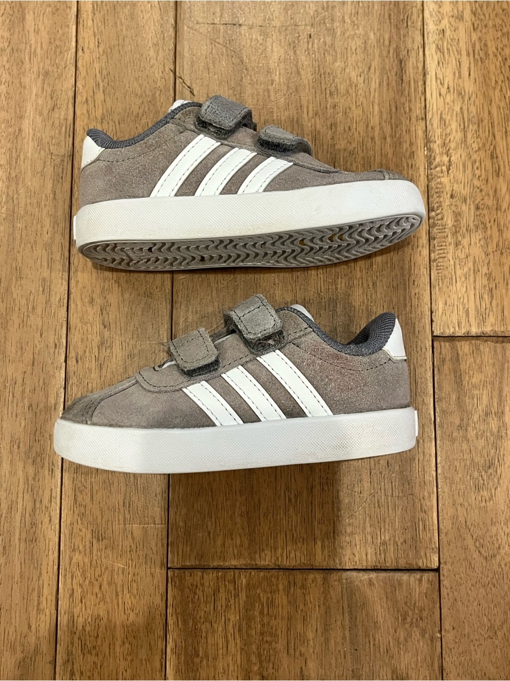 adidas Kids Gray Suede Velcro Sneakers